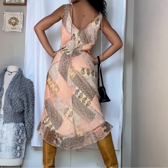 Pastel Pink Paisley Floral 90's Vintage Maxi Dress - Picture 3 of 3